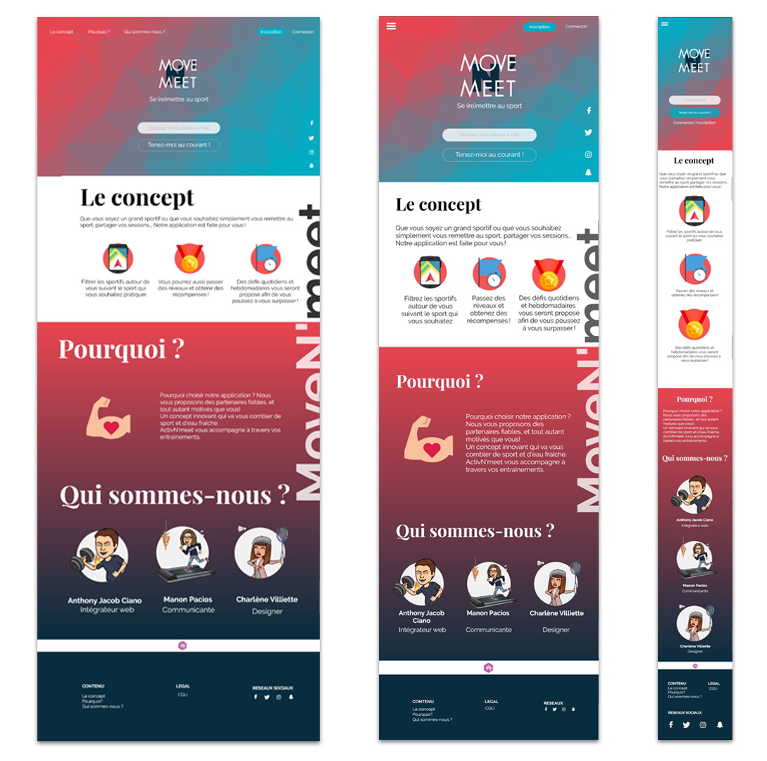 maquette landing page movenmeet